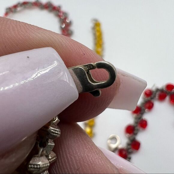 Set of 3 Dainty Crystal-Like Twisted Beaded Bracelets 925 Clasp - Picture 3 of 10